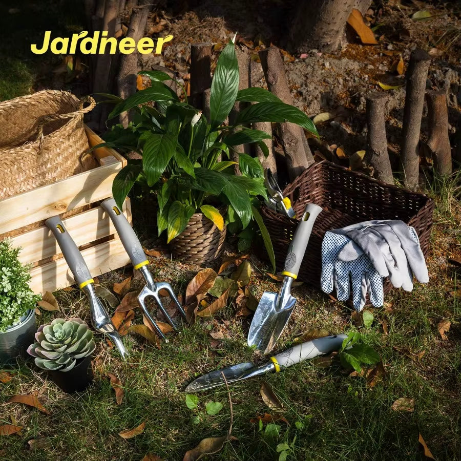 Garden Tools Set 8PCS Heavy Duty Garden Tool Kit with Outdoor Hand Tools Garden Gloves and Storage Tote Bag Ideal for Yard Main
