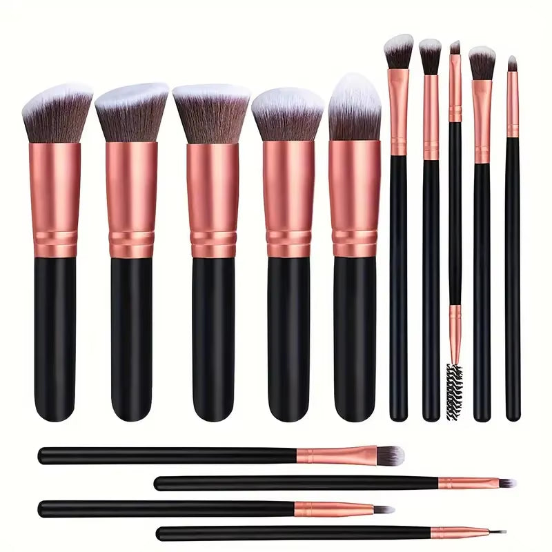 New 14PCS Makeup Brushes Set Foundation Eyeshadow Highlighter Blush Concealer Female Beauty Tool Puff Beauty Sponges Thumb Puffs