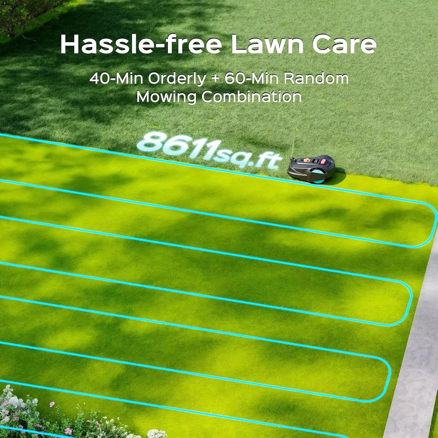 Upgarde Robot Lawnmower Garden without Perimeter Cable Wire, App Control, Visual Sensor, Intelligent Robotic Lawn Mower 1000Sqm