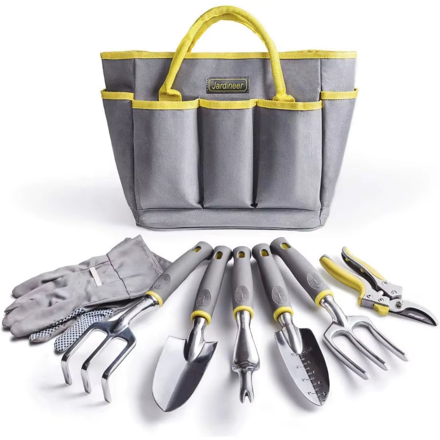 Garden Tools Set 8PCS Heavy Duty Garden Tool Kit with Outdoor Hand Tools Garden Gloves and Storage Tote Bag Ideal for Yard Main
