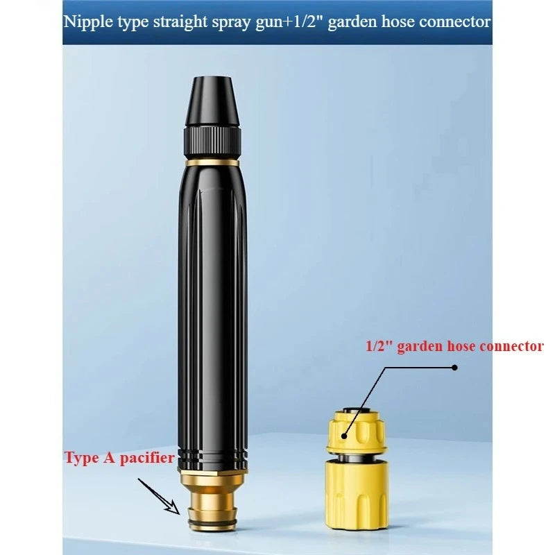 Car Wash Water Gun Metal Diamond Spray Nozzle Adjustable Household Garden Hose Multi Flow Vehicle & Garden Cleaning Sprayer