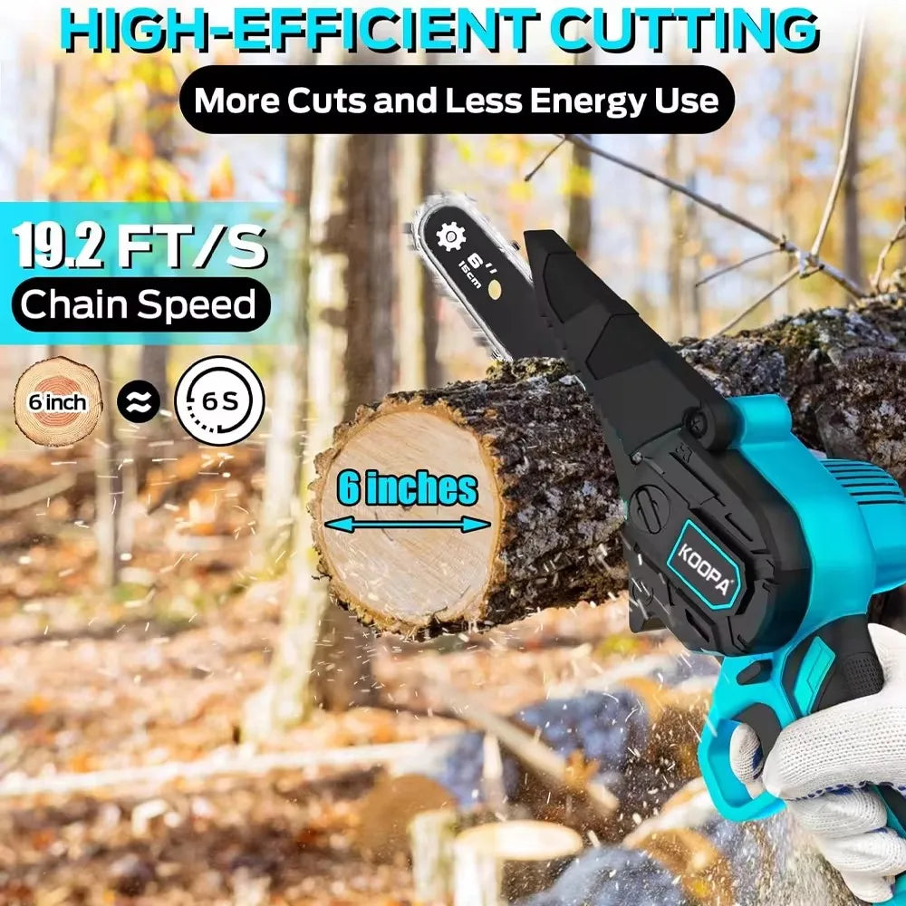 18V/21V Mini Cordless Chainsaw, Upgraded Version of Powerful Motor, Hand-Held Electric Chain Saw for Cutting Logs