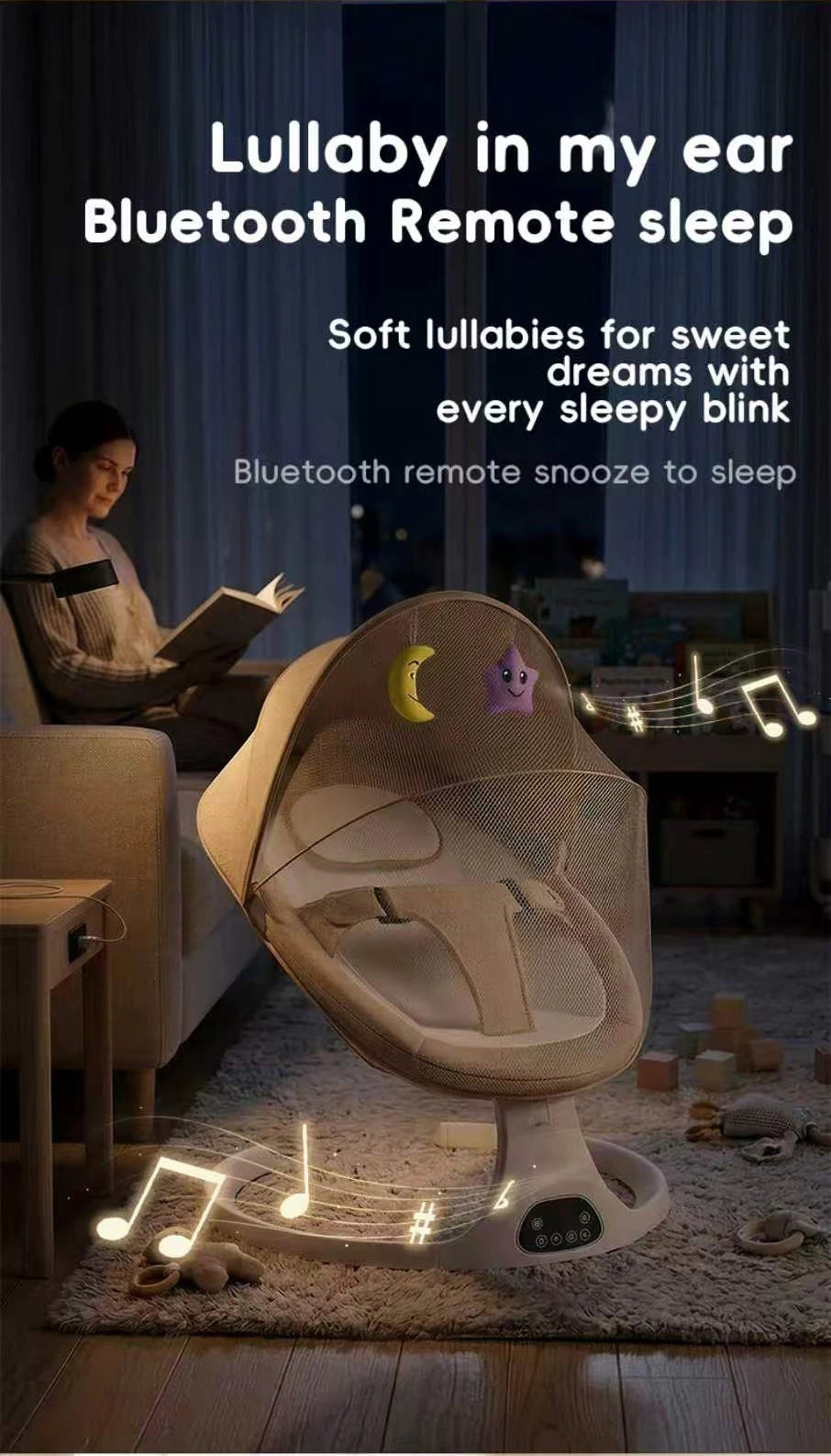 Baby Bed Baby Swing Electric Baby Accessories Baby Childcare Cradles Baby Cribs Crib Electric Baby Rocking Chair Baby Newborn Items Crib for Baby Moises for Babies Electric Rocking Chair for Baby Multifunctional Baby Crib Infant Rocking Bed LCD Screen