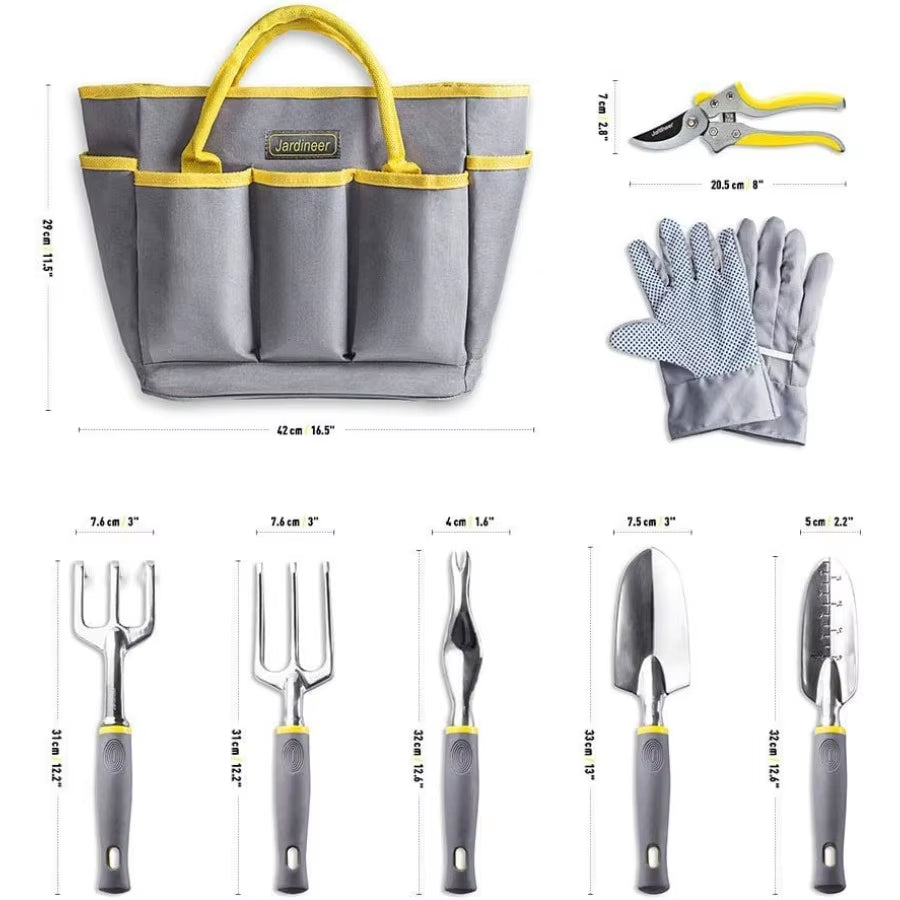 Garden Tools Set 8PCS Heavy Duty Garden Tool Kit with Outdoor Hand Tools Garden Gloves and Storage Tote Bag Ideal for Yard Main