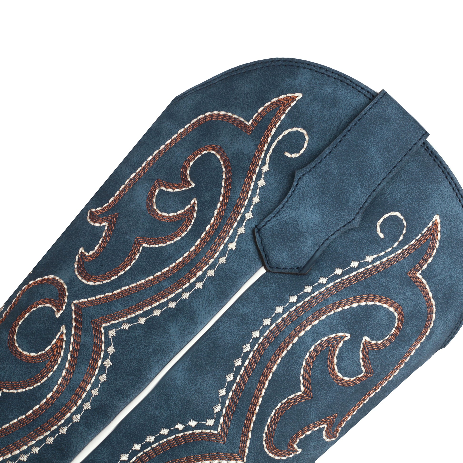 Women'S Cowgirl Boots Blue Comfortable Cowboy Western Boots Wide Calf Leather Embroidery Dapper Shoes