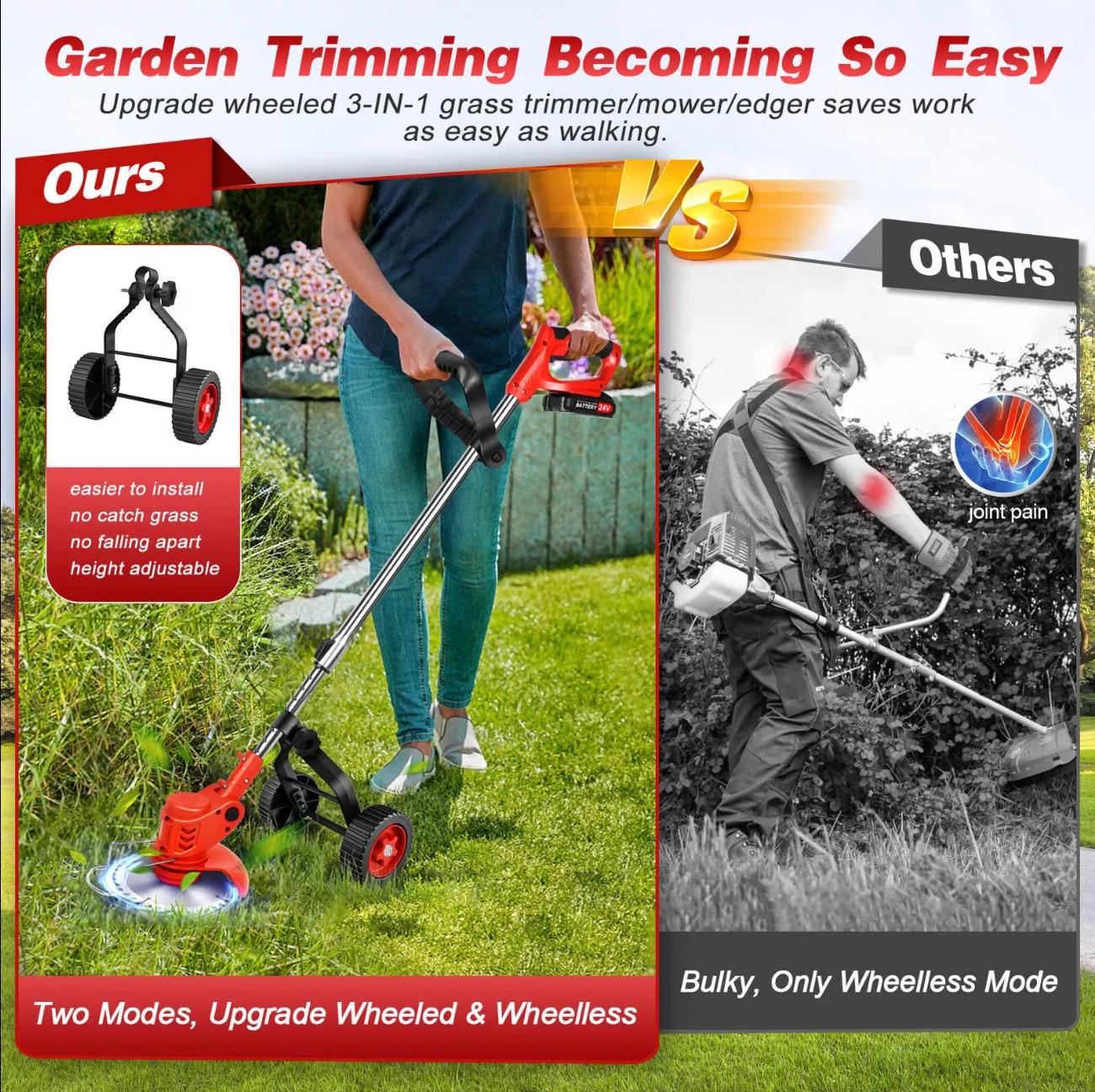 The Oz Bargain Store™ 36V Cordless 3-in-1 Electric Grass Trimmer & Brush Cutter – Whipper Snipper | Lawn Edger | Garden Mower