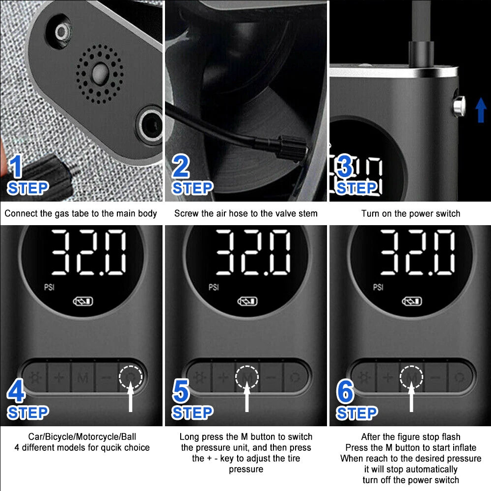 The Oz Bargain Store™ Cordless Tyre Inflator – High-Precision Portable Air Pump | 150 PSI