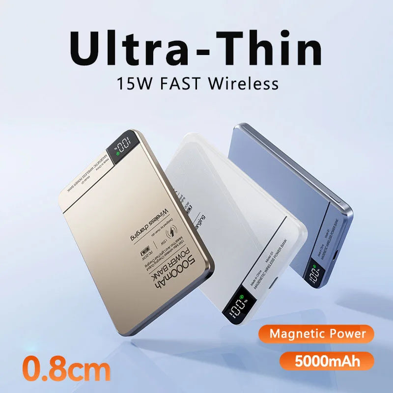 Top Seller 10000Mah Alloy Fast Charger Magnetic Power Bank with Battery Powerbank Wireless Phone Charger for Magsafe Iphone