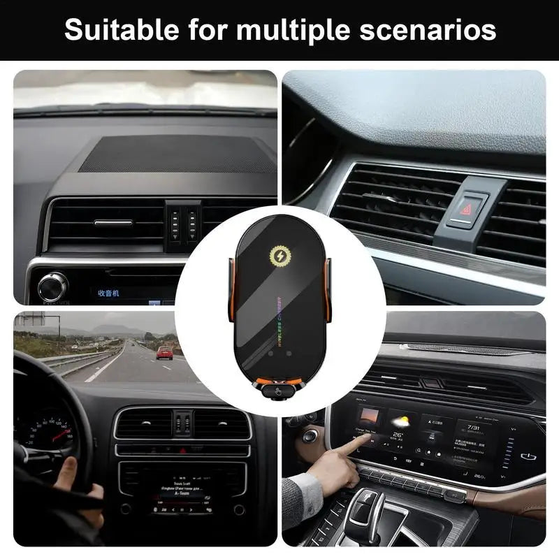 Car Mount Wireless Charger Auto Vent Phone Holder Auto Clamping Car Charger Phone Mount Holder for Cars Trucks 66W Fast Charging