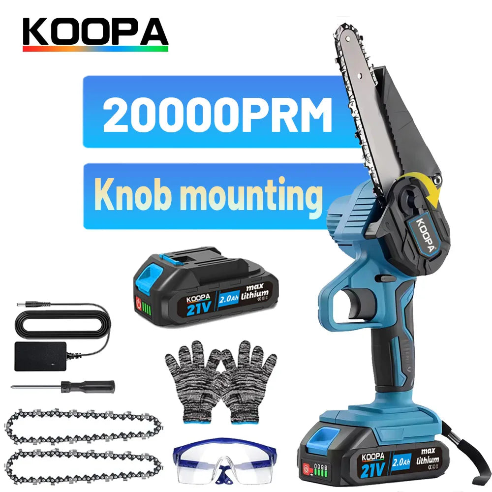 18V/21V Mini Cordless Chainsaw, Upgraded Version of Powerful Motor, Hand-Held Electric Chain Saw for Cutting Logs