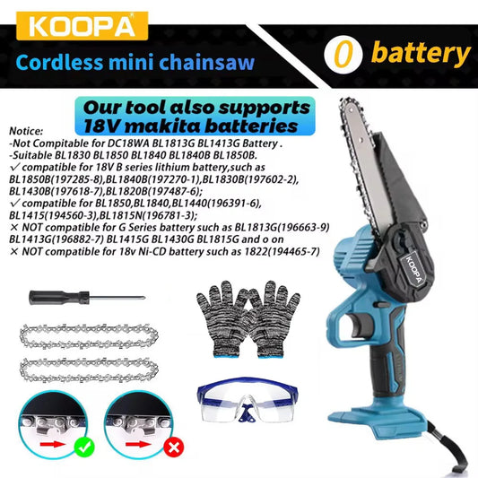 18V/21V Mini Cordless Chainsaw, Upgraded Version of Powerful Motor, Hand-Held Electric Chain Saw for Cutting Logs