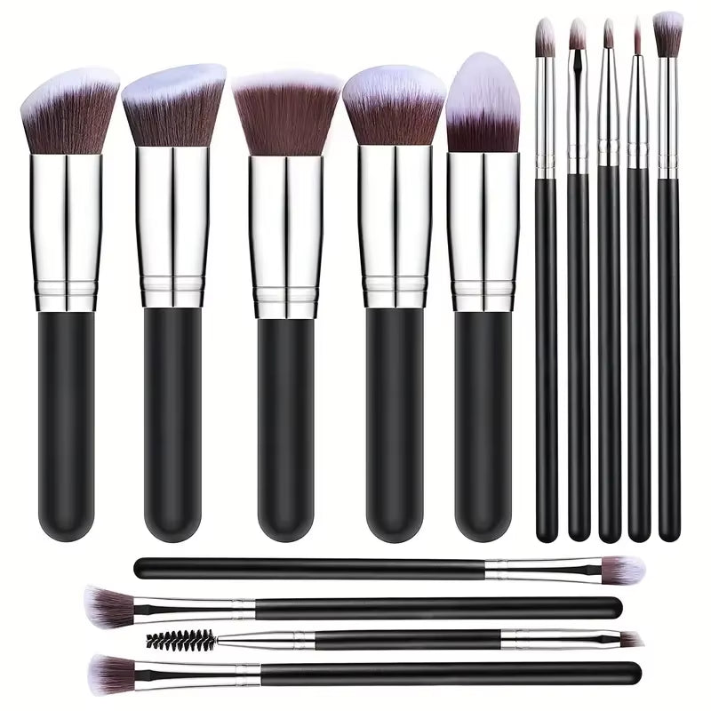 New 14PCS Makeup Brushes Set Foundation Eyeshadow Highlighter Blush Concealer Female Beauty Tool Puff Beauty Sponges Thumb Puffs