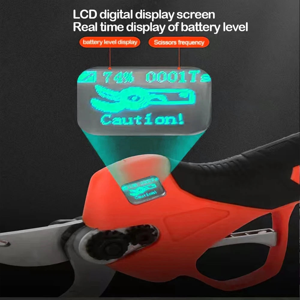 Brushless Electric Pruning Shears Garden Tools Pruner 0/1 LED Screen Cordless Fruit Tree Scissors for Milwaukee 18V Battery Pin