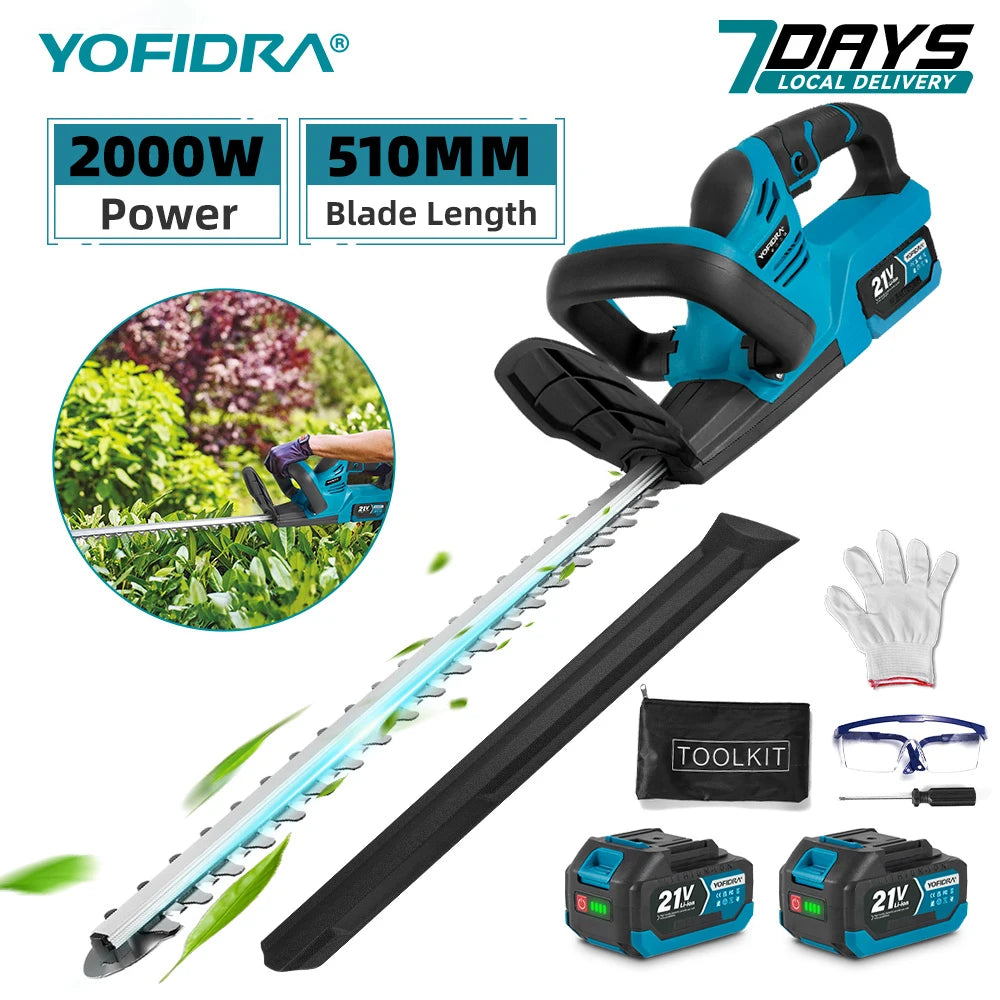 2000W 15000RPM Cordless Electric Hedge Trimmer Pruning Saw Lawn Mower Garden Trimming Power Tools for Makita Battery Pin