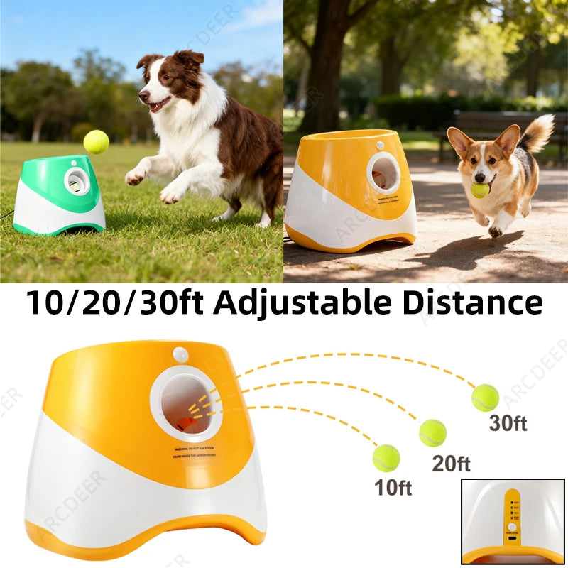 Dog Tennis Launcher Rechargable Automatic Pet Dogs Chase Toy Mini Tennis Throwing Pinball Machine Pet Outdoor Toy Balls Catapult
