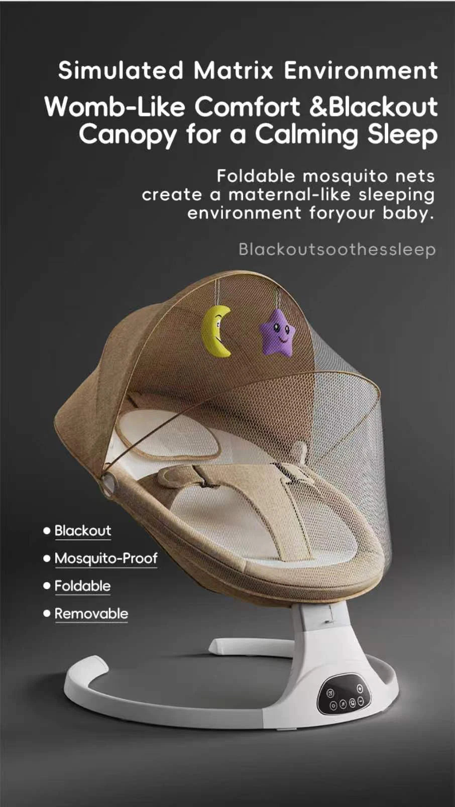 Baby Bed Baby Swing Electric Baby Accessories Baby Childcare Cradles Baby Cribs Crib Electric Baby Rocking Chair Baby Newborn Items Crib for Baby Moises for Babies Electric Rocking Chair for Baby Multifunctional Baby Crib Infant Rocking Bed LCD Screen