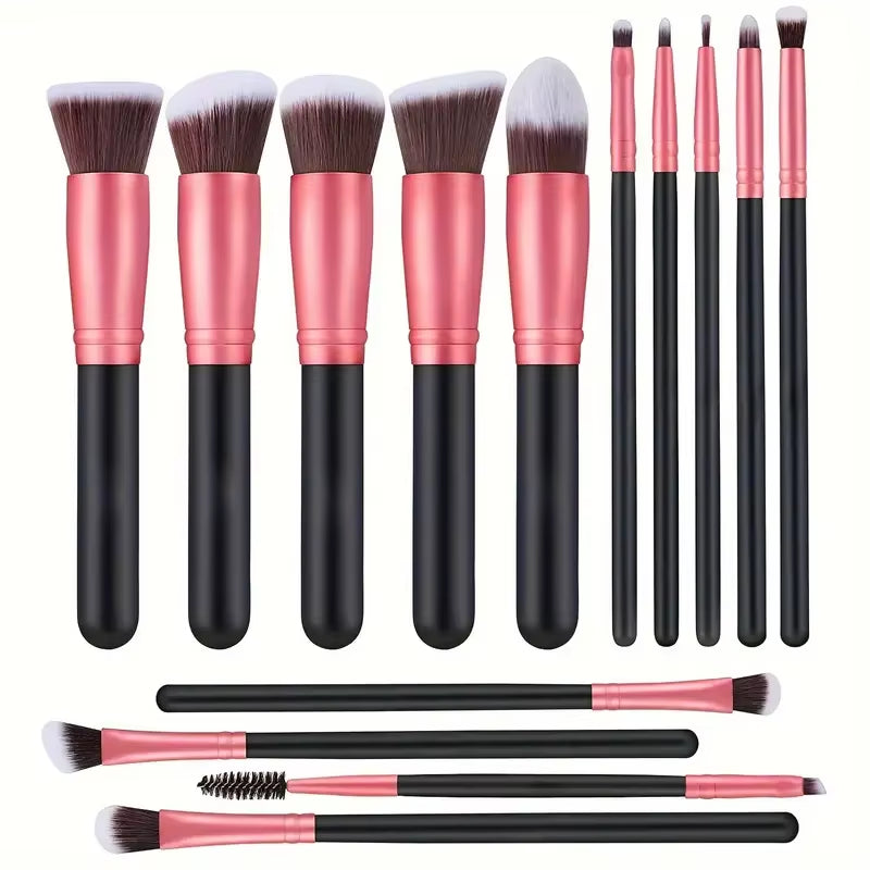 New 14PCS Makeup Brushes Set Foundation Eyeshadow Highlighter Blush Concealer Female Beauty Tool Puff Beauty Sponges Thumb Puffs