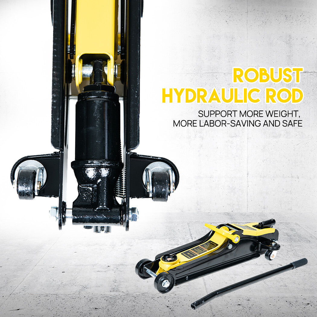 The Oz Bargain Store™ 2.5 Ton Hydraulic Floor Jack – Low Profile Trolley | 85–385mm Lifting Range