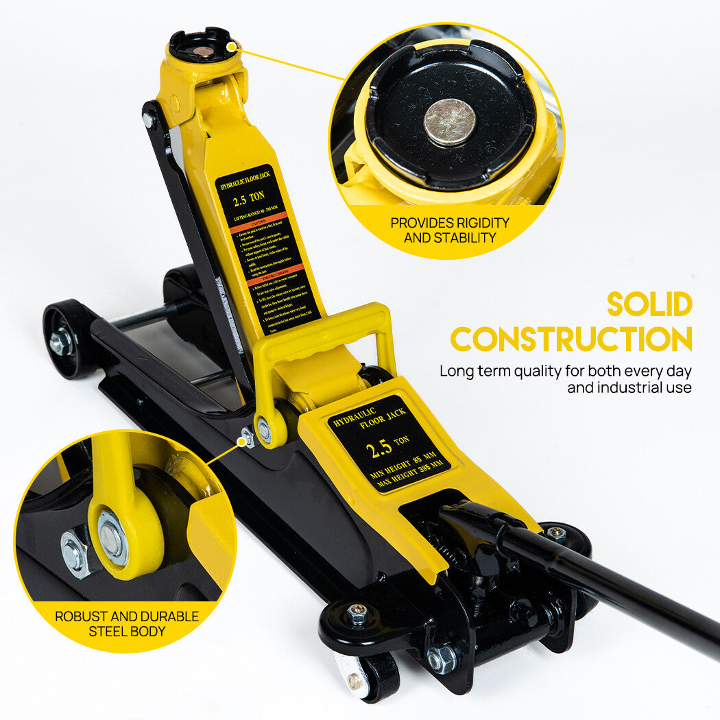 The Oz Bargain Store™ 2.5 Ton Hydraulic Floor Jack – Low Profile Trolley | 85–385mm Lifting Range
