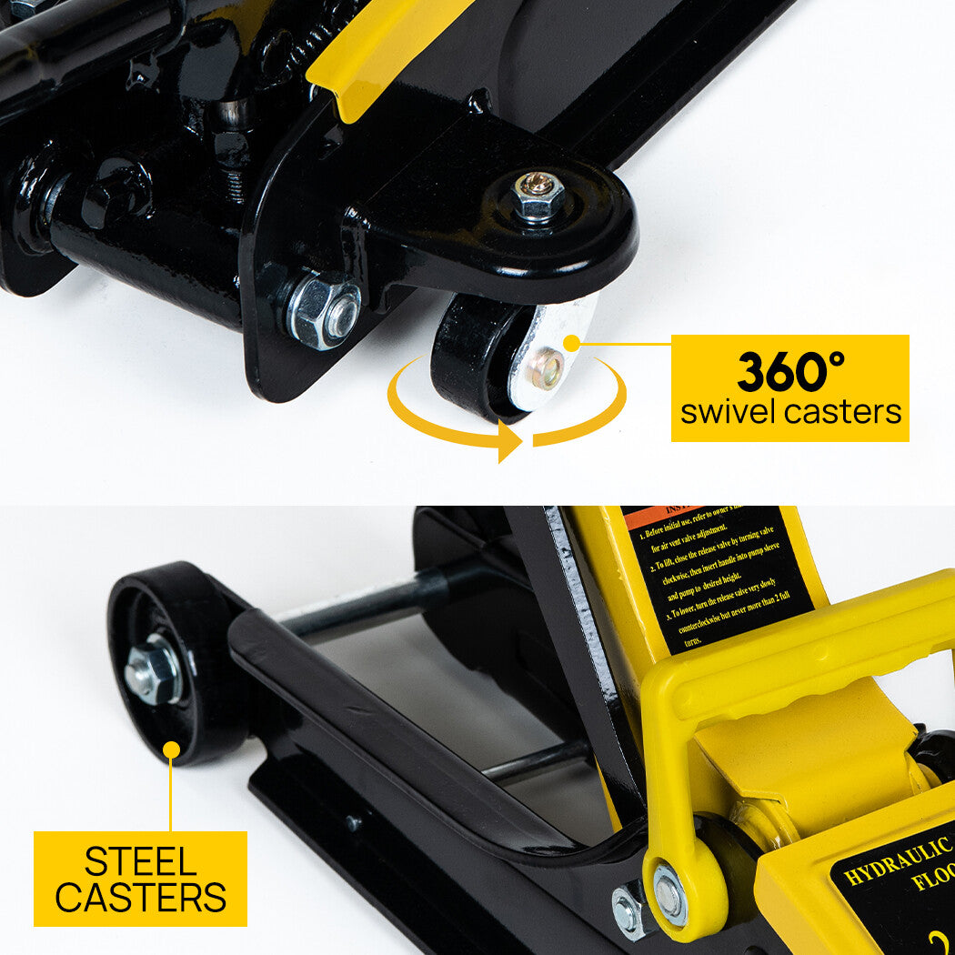 The Oz Bargain Store™ 2.5 Ton Hydraulic Floor Jack – Low Profile Trolley | 85–385mm Lifting Range